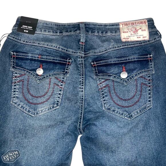 True Religion Women’s JENNIE MID RISE FLAP SKINNY Blue Denim JEAN | NEW/NWT!! - Picture 5 of 16